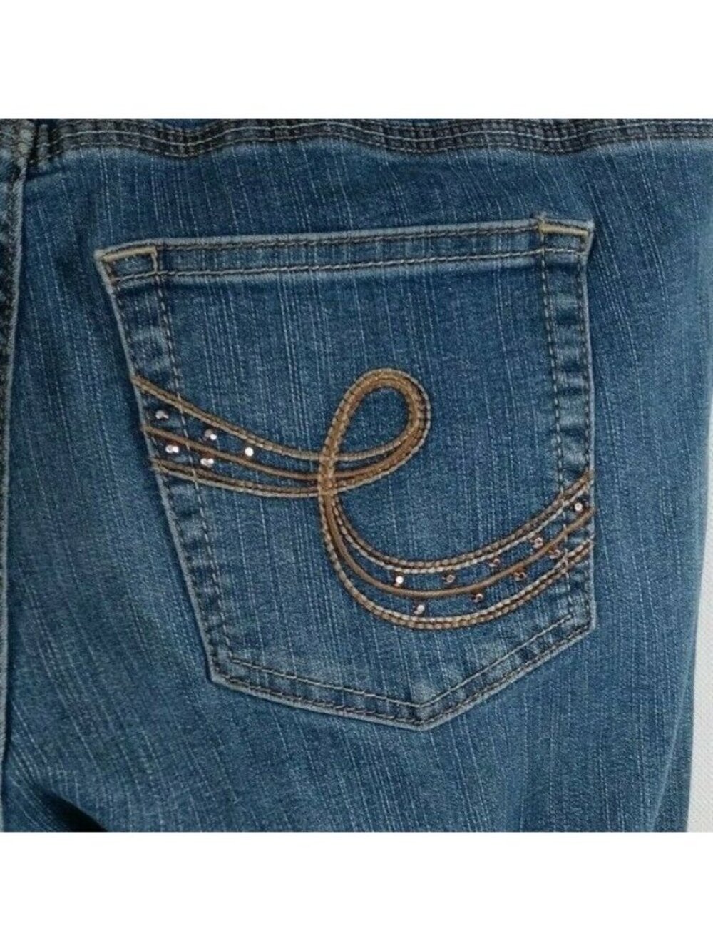 Riders By Lee Women's Embroidered Studded Distressed Whiskered Jeans 28x30 - Picture 6 of 8